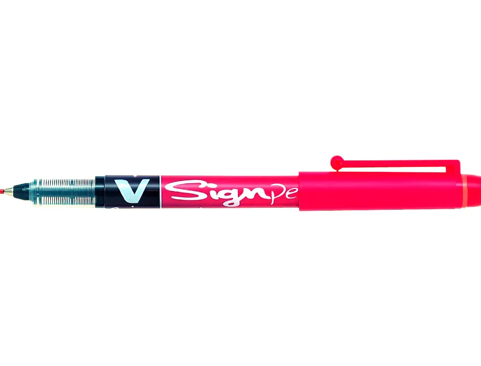 Stylo-feutre pilot v sign pen écriture moyenne 0.6mm pointe fibre polyester encre intense liquide niveau visible rouge