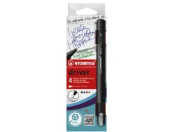 Stylo-feutre stabilo driver pointe fine trait 0,4mm coloris assortis etui carton 4 unites