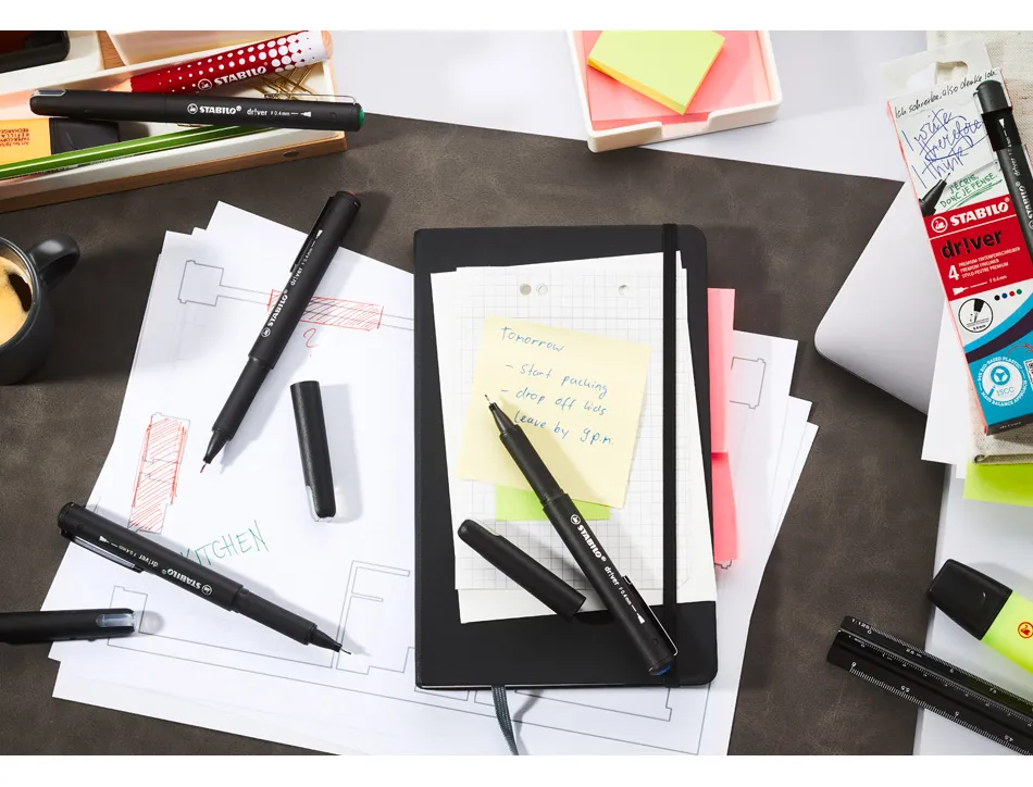 Stylo-feutre stabilo driver pointe fine trait 0,4mm encre noire