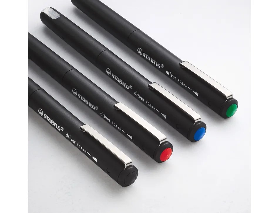 Stylo-feutre stabilo driver pointe fine trait 0,4mm encre bleue
