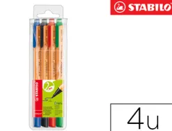 Stylo-feutre stabilo greenpoint plastique recycle écriture large 0.8mm pointe robuste clip pochette 4 coloris assortis