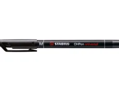 Stylo-feutre stabilo ohp pen permanent pointe moyenne 1mm encre indélébile multi-supports agrafe coloris noir