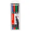 Stylo-feutre stabilo ohp pen permanent pointe moyenne 1mm encre indélébile multi-supports agrafe pochette assortie 4u