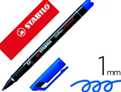 Stylo-feutre stabilo ohp pen permanent pointe moyenne 1mm encre indélébile multi-supports agrafe coloris bleu