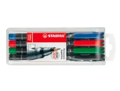 Stylo-feutre stabilo ohp pen permanent pointe extra fine 0.4mm encre indélébile multi-supports agrafe 4 unités assorties