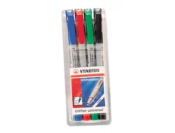 Stylo-feutre stabilo ohp pen permanent pointe moyenne 1mm encre indélébile multi-supports agrafe coloris rouge