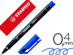 Stylo-feutre stabilo ohp pen permanent pointe extra fine 0.4mm encre indélébile multi-supports agrafe coloris bleu