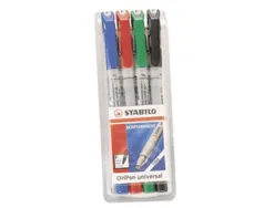 Stylo-feutre stabilo ohp pen soluble pointe fine 0.7mm couleurs assorties pochette 4 unités
