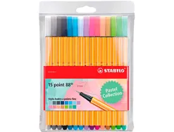 Stylo-feutre stabilo point 88 pointe fine coloris assortis pastel lot de 10 pochettes de 15u