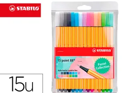 Stylo-feutre stabilo point 88 pointe fine coloris assortis pastel lot de 10 pochettes de 15u