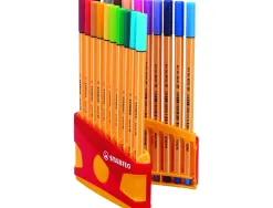 Stylo-feutre stabilo point 88 écriture fine 0.4mm 1000m pointe gainée métal color parade étui chevalet 20 assortis