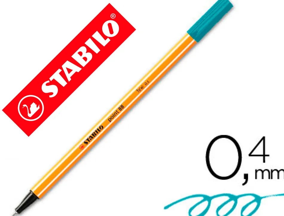 Stylo-feutre stabilo point 88 écriture fine 0.4mm 1000m pointe gainée métal corps hexagonal coloris turquoise