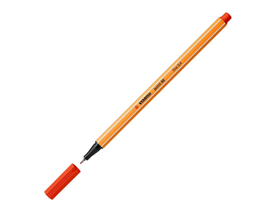 Stylo-feutre stabilo point 88 écriture fine 0.4mm 1000m pointe gainée métal corps hexagonal coloris rouge