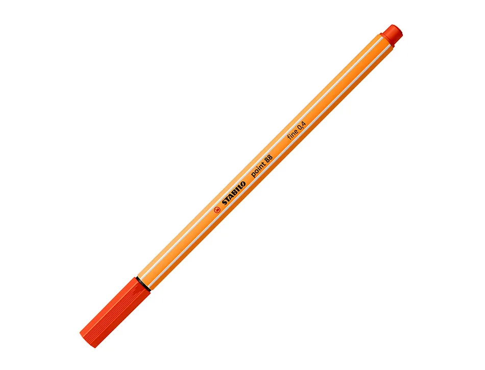 Stylo-feutre stabilo point 88 écriture fine 0.4mm 1000m pointe gainée métal corps hexagonal coloris rouge