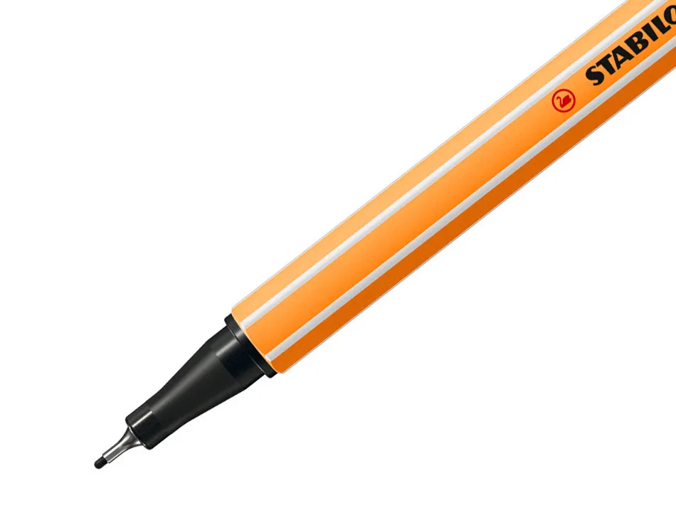 Stylo-feutre stabilo point 88 écriture fine 0.4mm 1000m pointe gainée métal corps hexagonal coloris noir