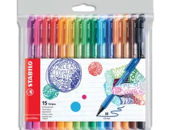 Stylo-feutre stabilo pointmax trace 0,8mm pointe moyenne nylon ultra robuste pochette 15 unites assorties