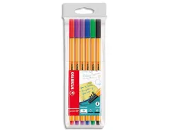 Stylo-feutre stabilo point 88 écriture fine 0.4mm 1000m pointe gainée métal pochette 6 coloris assortis