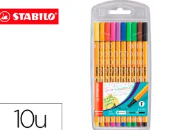 Stylo-feutre stabilo point 88 écriture fine 0.4mm 1000m pointe gainée métal pochette 10 coloris assortis
