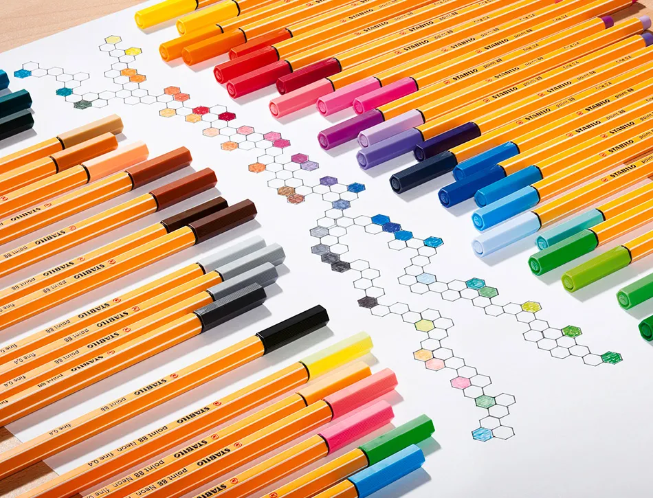 Stylo-feutre stabilo point 88 écriture fine 0.4mm 1000m pointe gainée métal pochette 10 coloris assortis