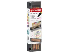 Stylo-feutre stabilo point 88 pointe fine gainee metal trait 0,4mm 1000m d'ecriture coloris assortis click box 10