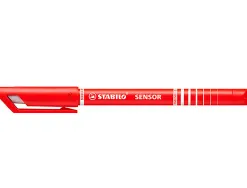 Stylo-feutre stabilo sensor pointe fine gainée métal amortisseur 1200m écriture tracé 0.3mm coloris rouge