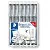 Stylo-feutre staedler pigment liner 308 encre noire clip metal pointes assorties etui 8 unites dont 3 offertes