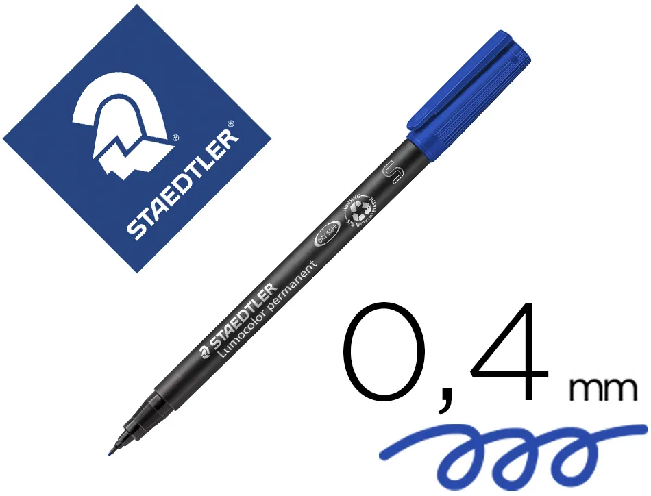 Stylo-feutre staedtler lumocolor permanent pointe extra fine multi-supports séchage immédiat résistant eau coloris bleu