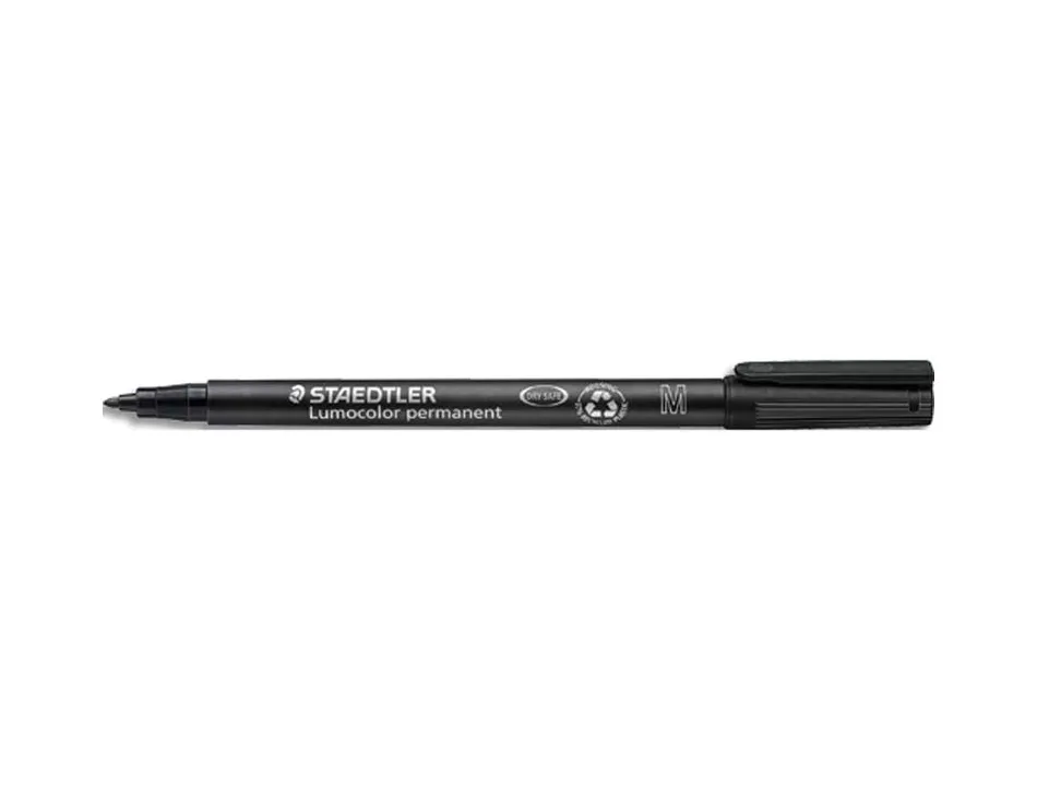 Stylo-feutre staedtler lumocolor permanent pointe moyenne multi-supports séchage immédiat résistant eau coloris noir