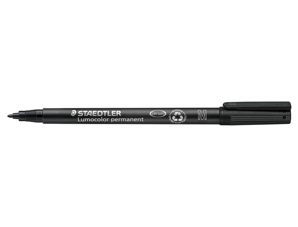 Stylo-feutre staedtler lumocolor permanent pointe moyenne multi-supports séchage immédiat résistant eau coloris noir