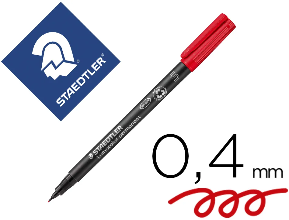 Stylo-feutre staedtler lumocolor permanent pointe extra fine multi-supports séchage immédiat résistant eau coloris rouge