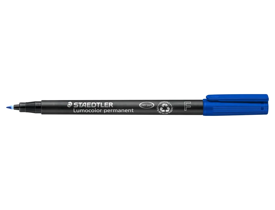 Stylo-feutre staedtler lumocolor permanent pointe fine 0.6mm multi-supports séchage immédiat résistant eau coloris bleu