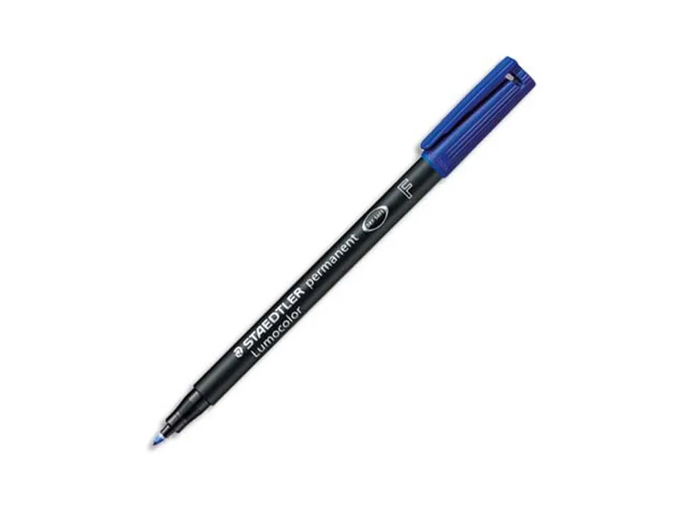 Stylo-feutre staedtler lumocolor permanent pointe fine 0.6mm multi-supports séchage immédiat résistant eau coloris bleu
