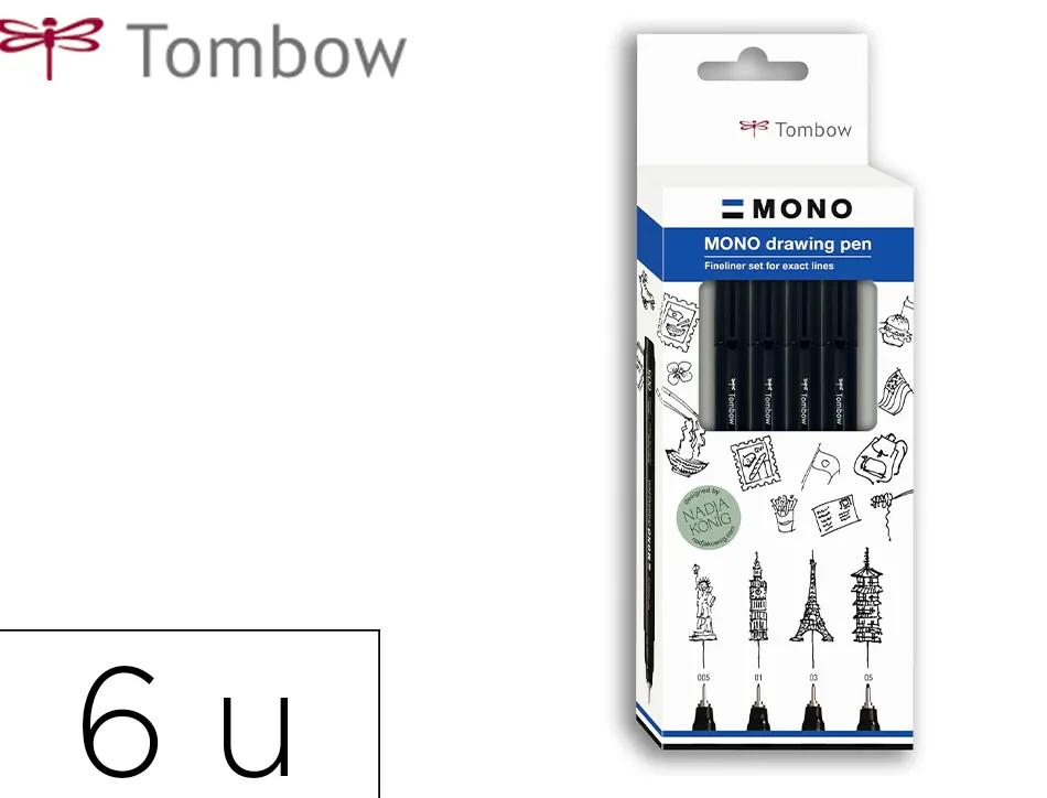 Stylo-feutre tombow mono drawing pen set bold 4 pieces 02 04 06 08 coloris noir