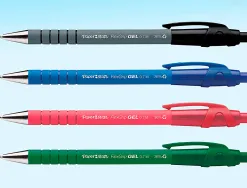 Stylo-gel paper mate flexgrip retractable pointe moyenne 0.7mm coloris assortis blister de 4 unites
