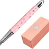 Stylo-plume belius collection1 aluminium encre bleue coloris rose design relief argente boite design