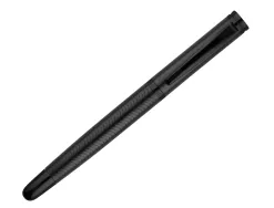 Stylo-plume belius neptuno corps aluminium texture wavy encre bleue coloris bleu marine boite design