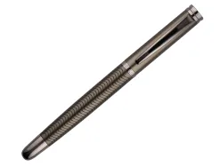Stylo-plume belius neptuno aluminium texture ondulee attributs gun encre bleue coloris kaki dans coffret cadeau
