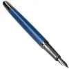 Stylo-plume belius neptuno aluminium texture ondulee attributs gun encre bleue coloris bleu marine dans coffret cadeau