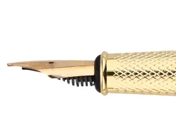 Stylo-plume belius passion aluminium brosse attributs or encre bleue coloris noir dans coffret cadeau
