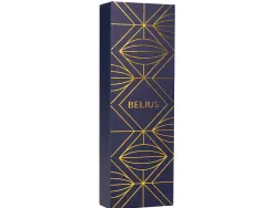 Stylo-plume belius soiree aluminium details et attributs or encre bleue coloris bleu marine dans coffret cadeau