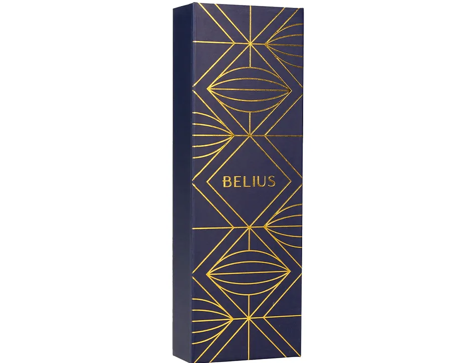 Stylo-plume belius soiree aluminium details et attributs or encre bleue coloris bleu marine dans coffret cadeau
