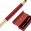 Stylo-plume belius soiree aluminium details et attributs or encre bleue coloris bordeaux dans coffret cadeau