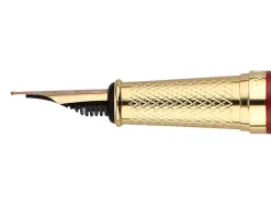 Stylo-plume belius soiree aluminium details et attributs or encre bleue coloris bordeaux dans coffret cadeau