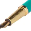 Stylo-plume belius soiree aluminium details et attributs or encre bleue coloris turquoise dans coffret cadeau