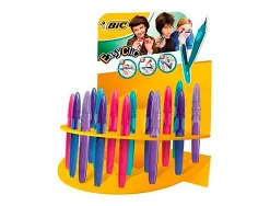 Stylo-plume bic easy clic cartouche chargement latéral grip caoutchouc 4 coloris assortis