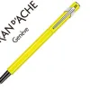 Stylo-plume caran d'ache 840 pop line corps aluminium plume moyenne coloris jaune fluo étui