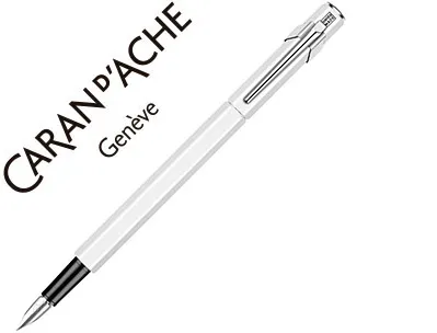 Stylo-plume caran d'ache 840 pop line corps aluminium plume moyenne coloris blanc étui