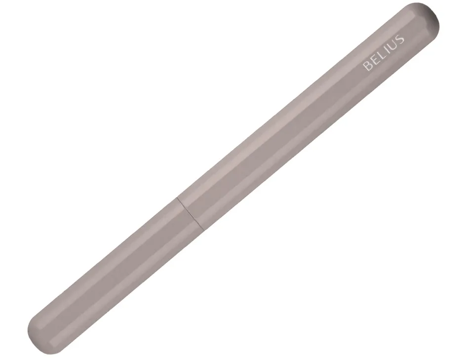 Stylo-plume et etui en simili cuir belius space b monochrome sans agrafe encre bleue coloris gris dans coffret cadeau