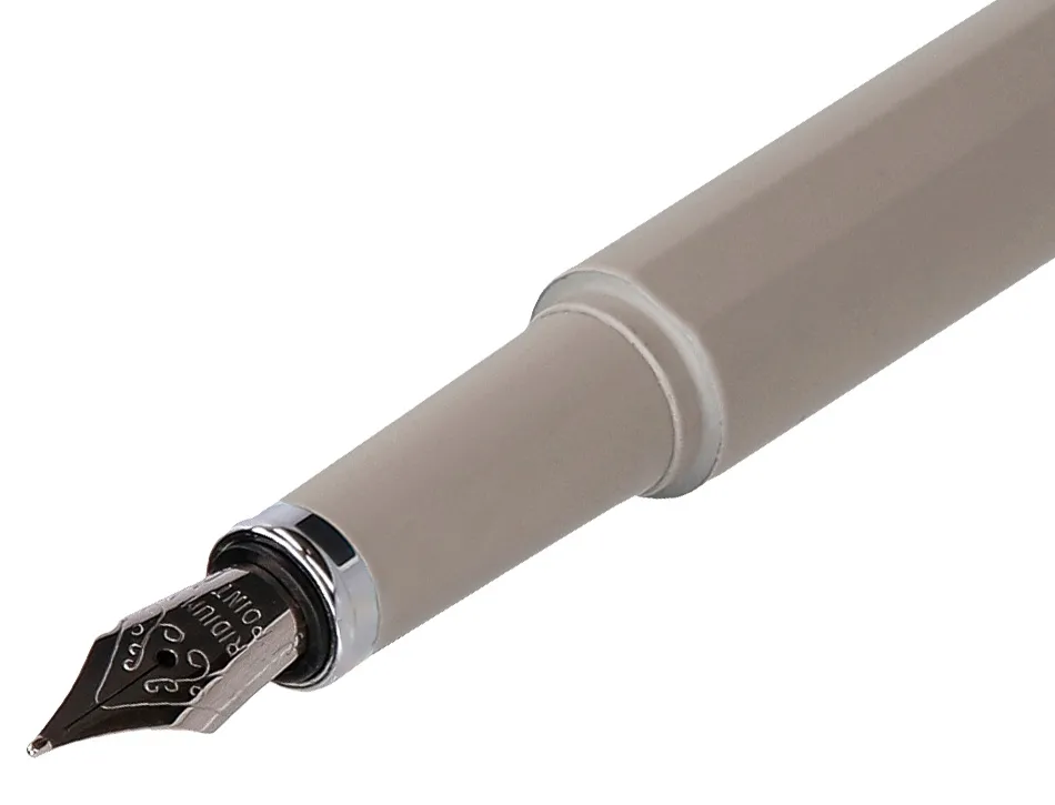 Stylo-plume et etui en simili cuir belius space b monochrome sans agrafe encre bleue coloris gris dans coffret cadeau