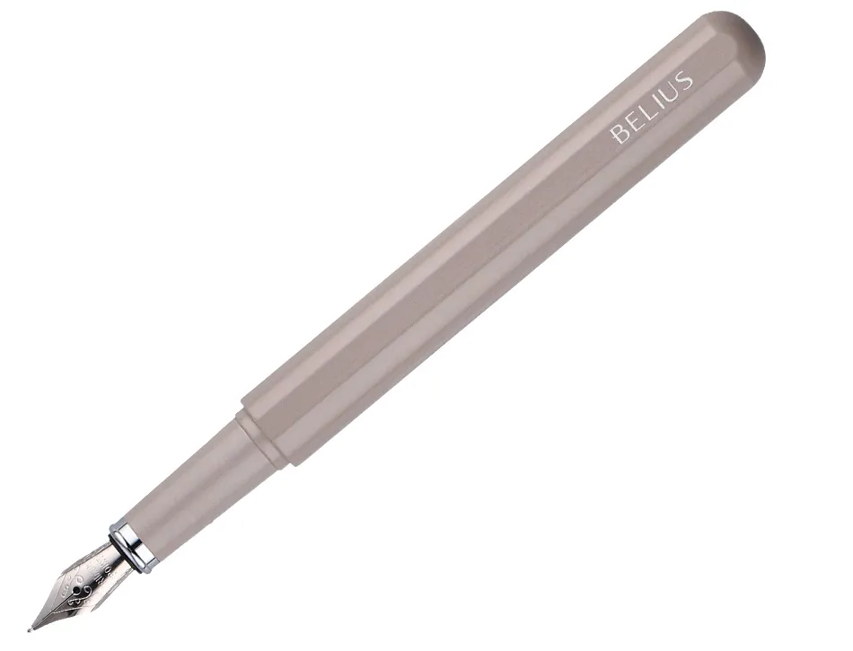 Stylo-plume et etui en simili cuir belius space b monochrome sans agrafe encre bleue coloris gris dans coffret cadeau